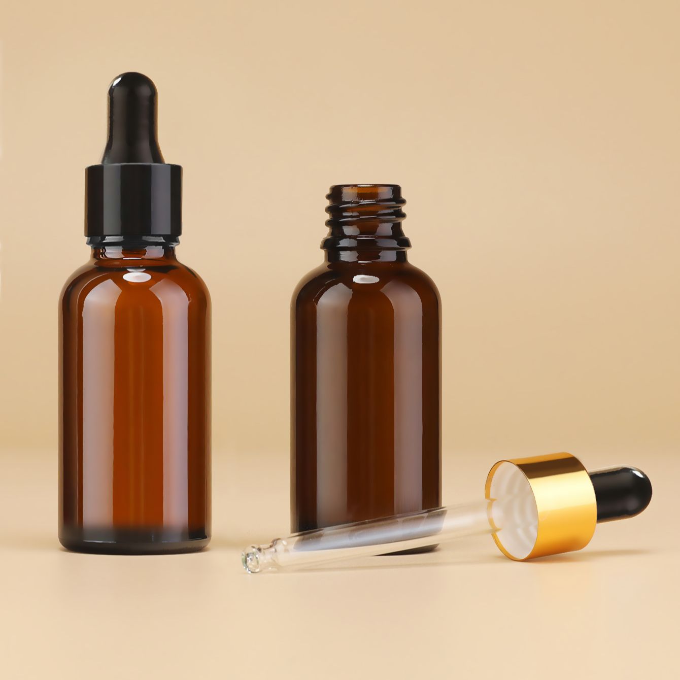 Juice Bottle Dropper - Flacon compte-gouttes en verre ambré de